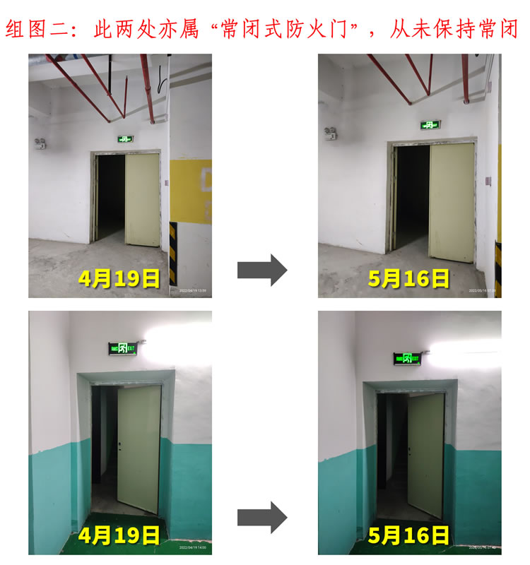 常闭式防火门常开，责令物业整改